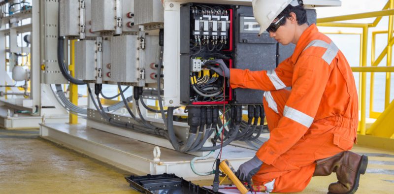 Electrician repairing electrical Generator Luminous llc
