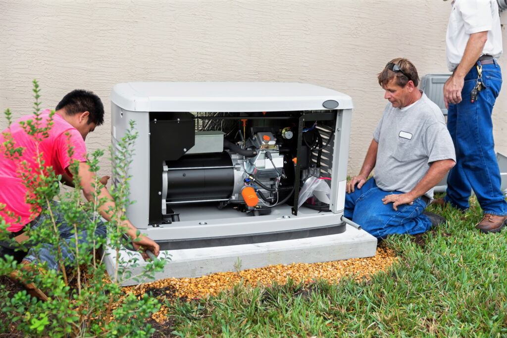 Electrician working on a generator repair in New Jersey